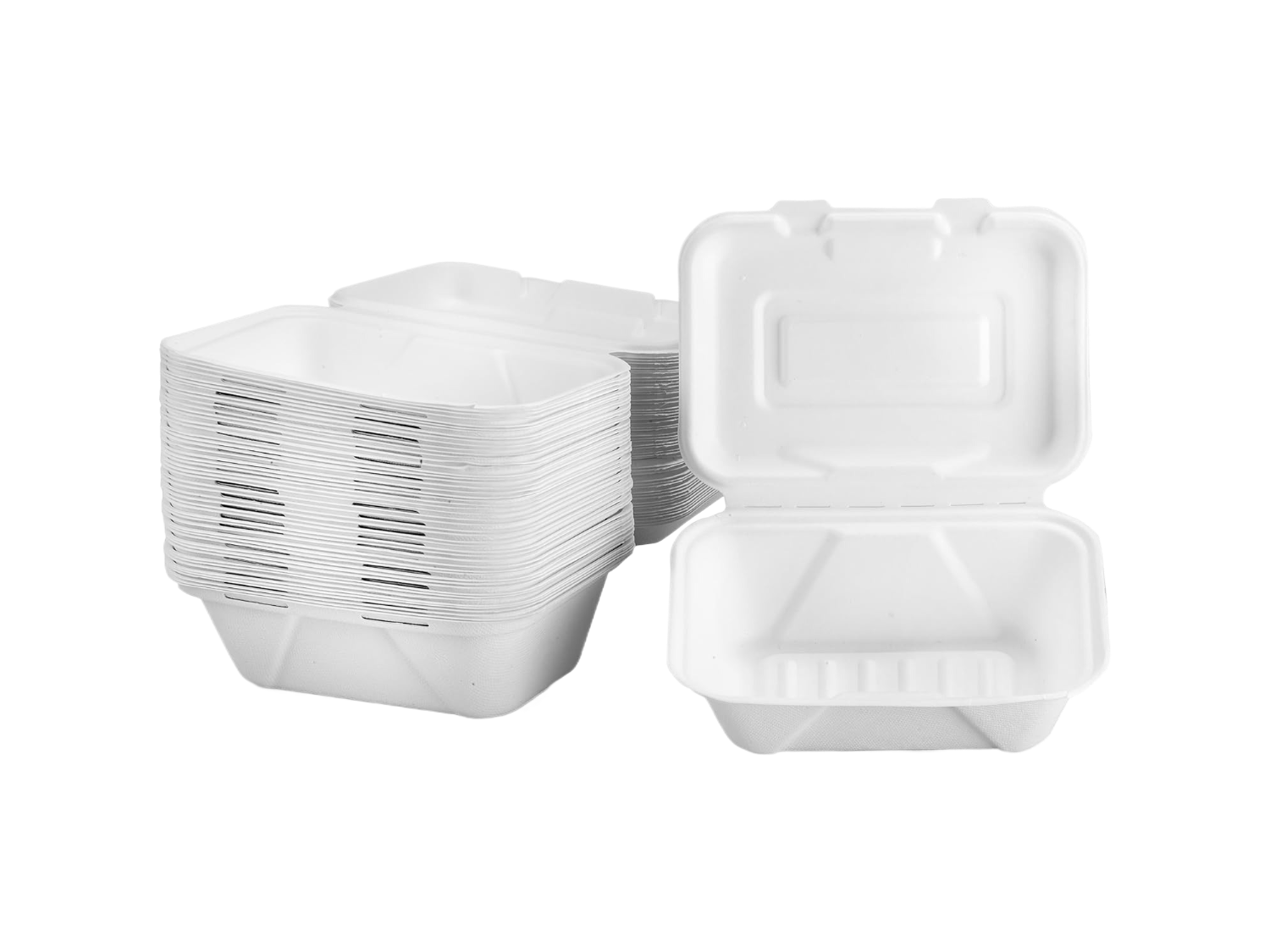 Baggasse Clamshell Food Boxes - 6.5"