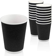Kraft Ripple Disposable Double Walled Black Coffee Cups